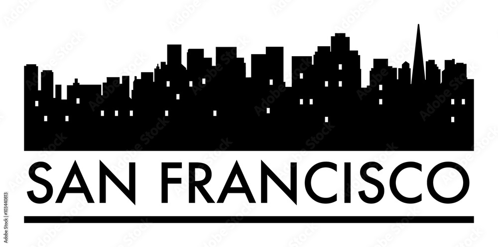 Abstract skyline San Francisco, with various landmarks