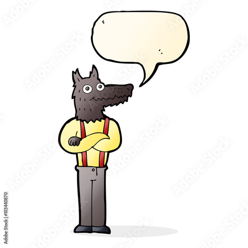 cartoon funny werewolf with speech bubble