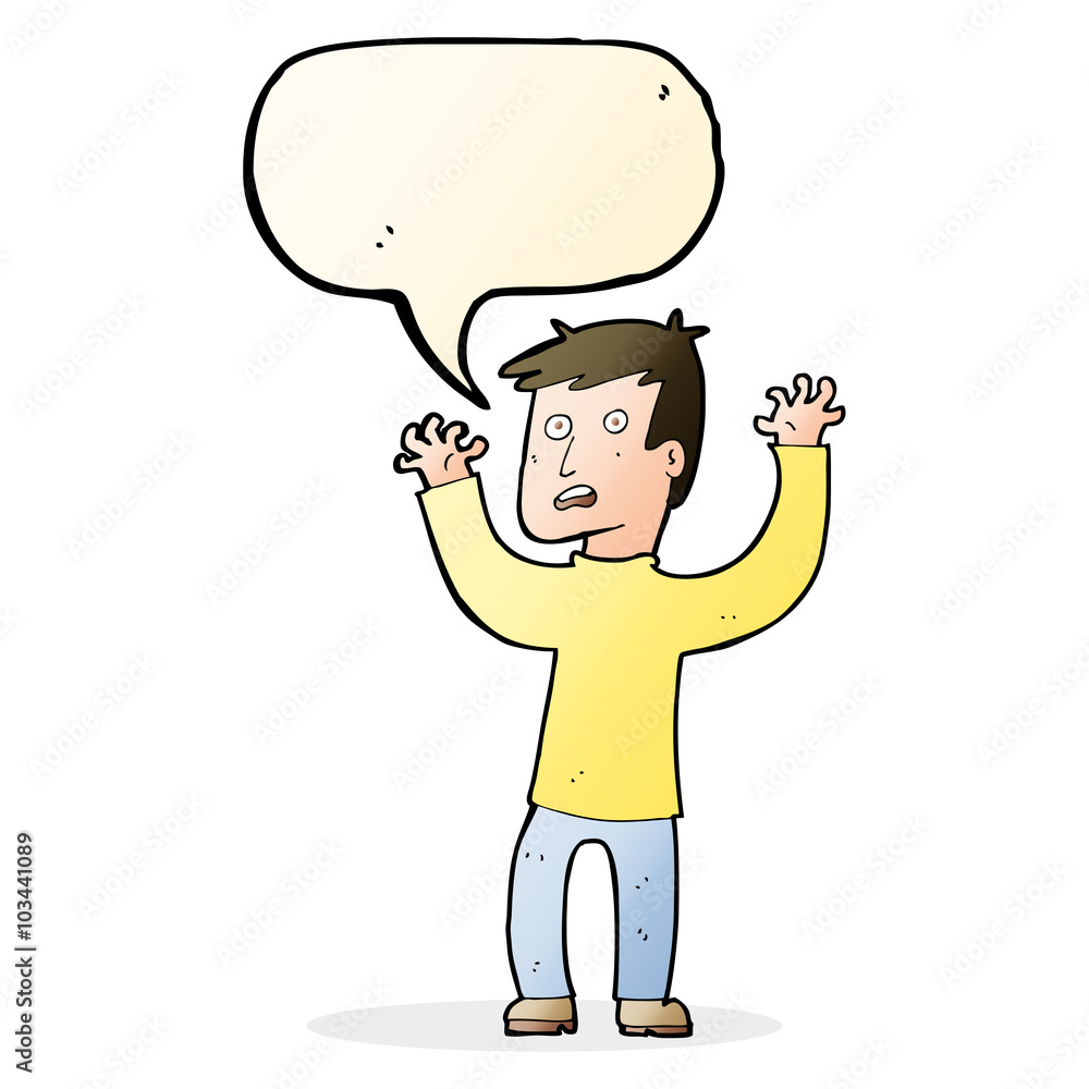 cartoon terrified man with speech bubble cartoon terrified man with speech bubble
