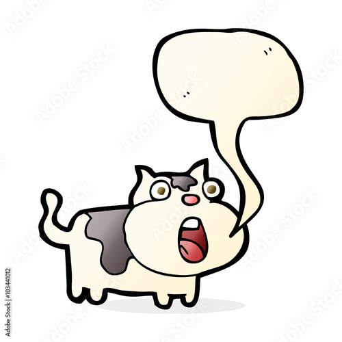 cartoon shocked cat with speech bubble
