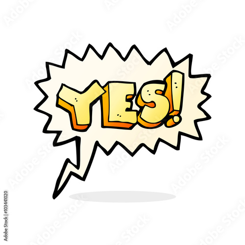 cartoon yes symbol with speech bubble