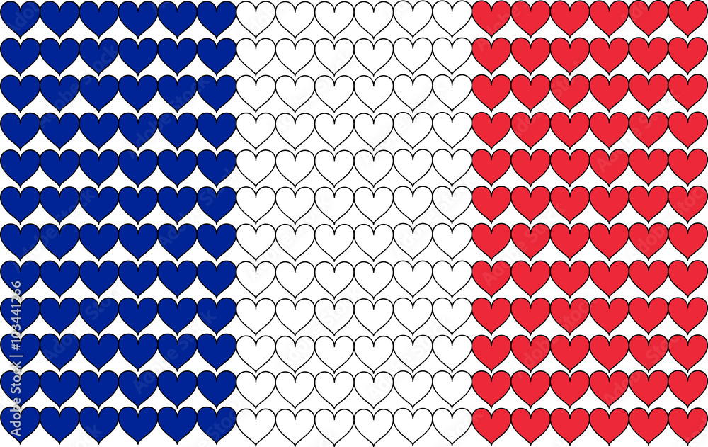 The French flag in hearts The French flag in hearts