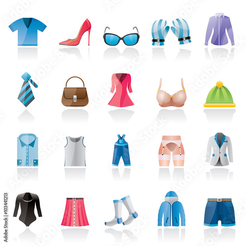 Fashion and clothing and accessories icons - vector icon set