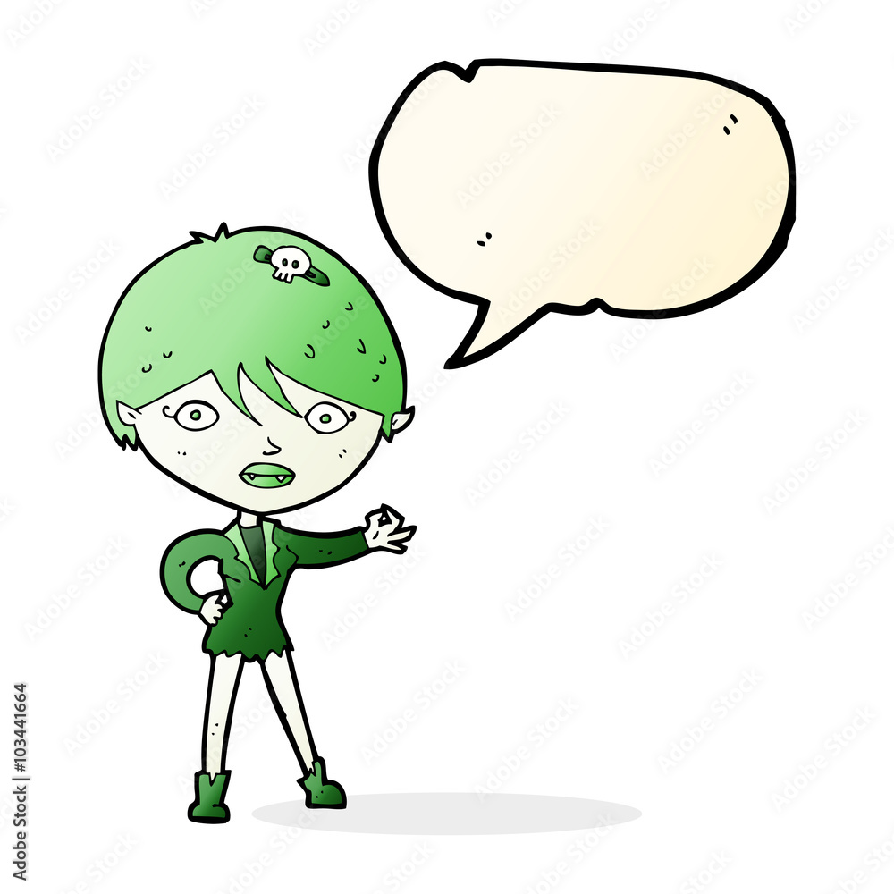 cartoon vampire girl with speech bubble cartoon vampire girl with speech bubble