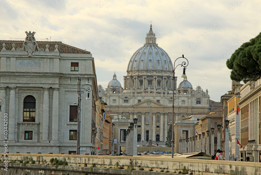 ROME, ITALY - DECEMBER 20, 2012: View of St. Peter's Basilica in Rome, Italy