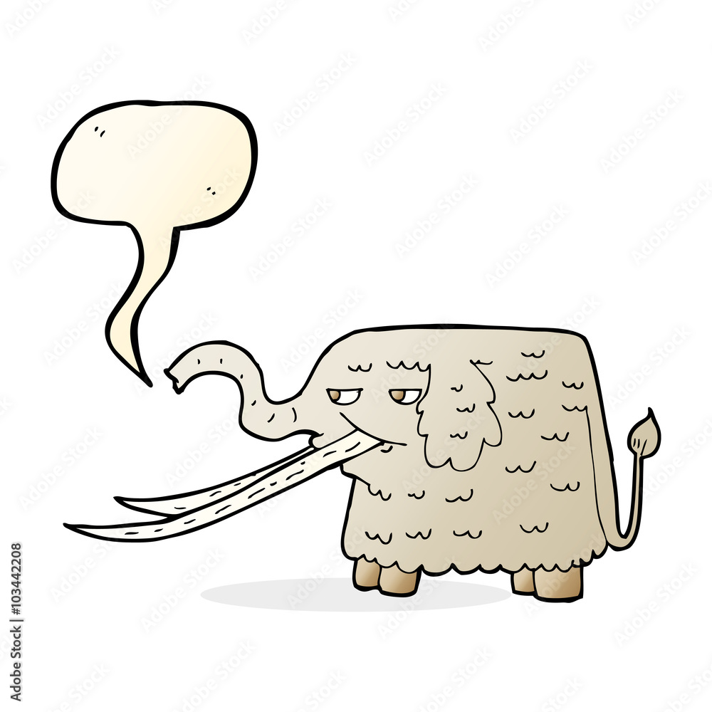 cartoon woolly mammoth with speech bubble cartoon woolly mammoth with speech bubble