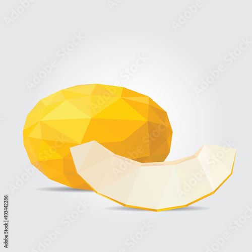 Melon, Polygonal Melon in Vector