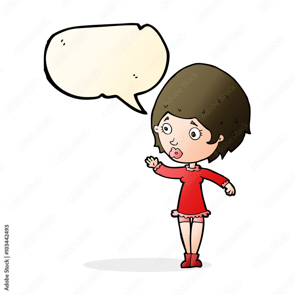 cartoon pretty woman with speech bubble cartoon pretty woman with speech bubble