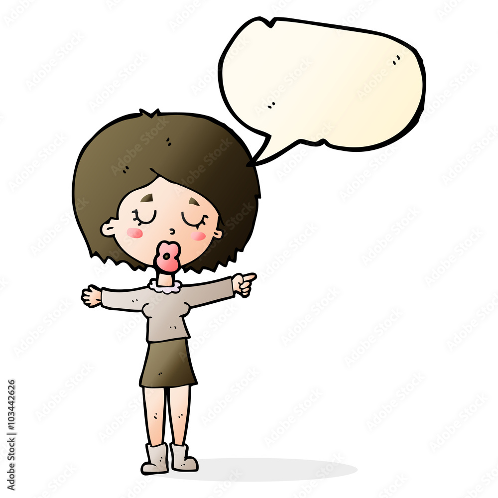 cartoon pointing woman with speech bubble cartoon pointing woman with speech bubble