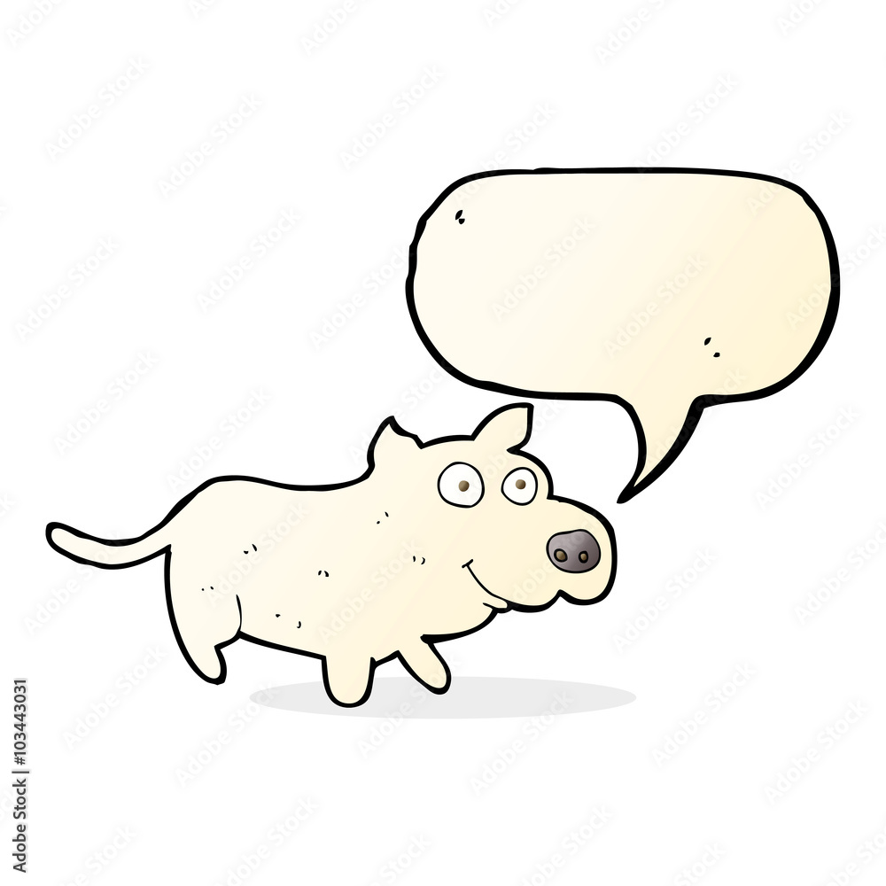 cartoon happy little dog with speech bubble cartoon happy little dog with speech bubble