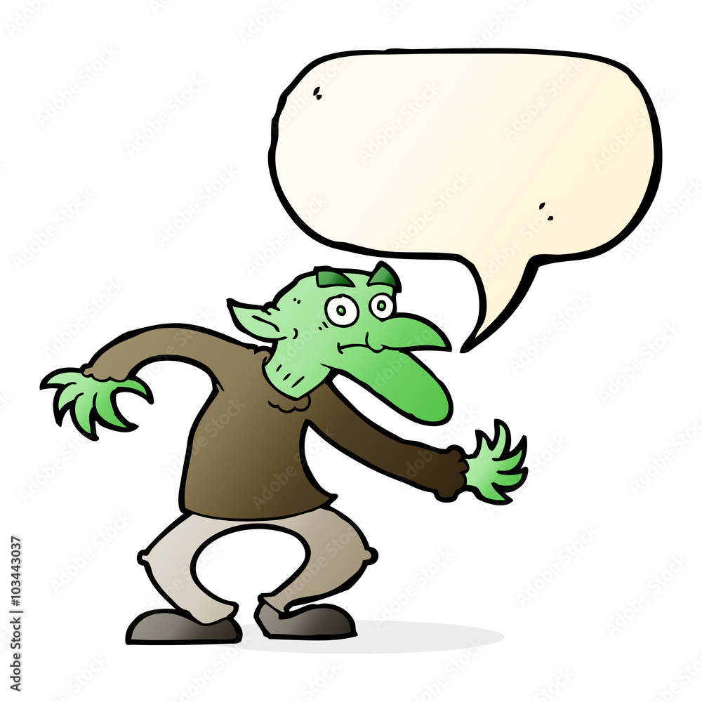 cartoon goblin with speech bubble cartoon goblin with speech bubble