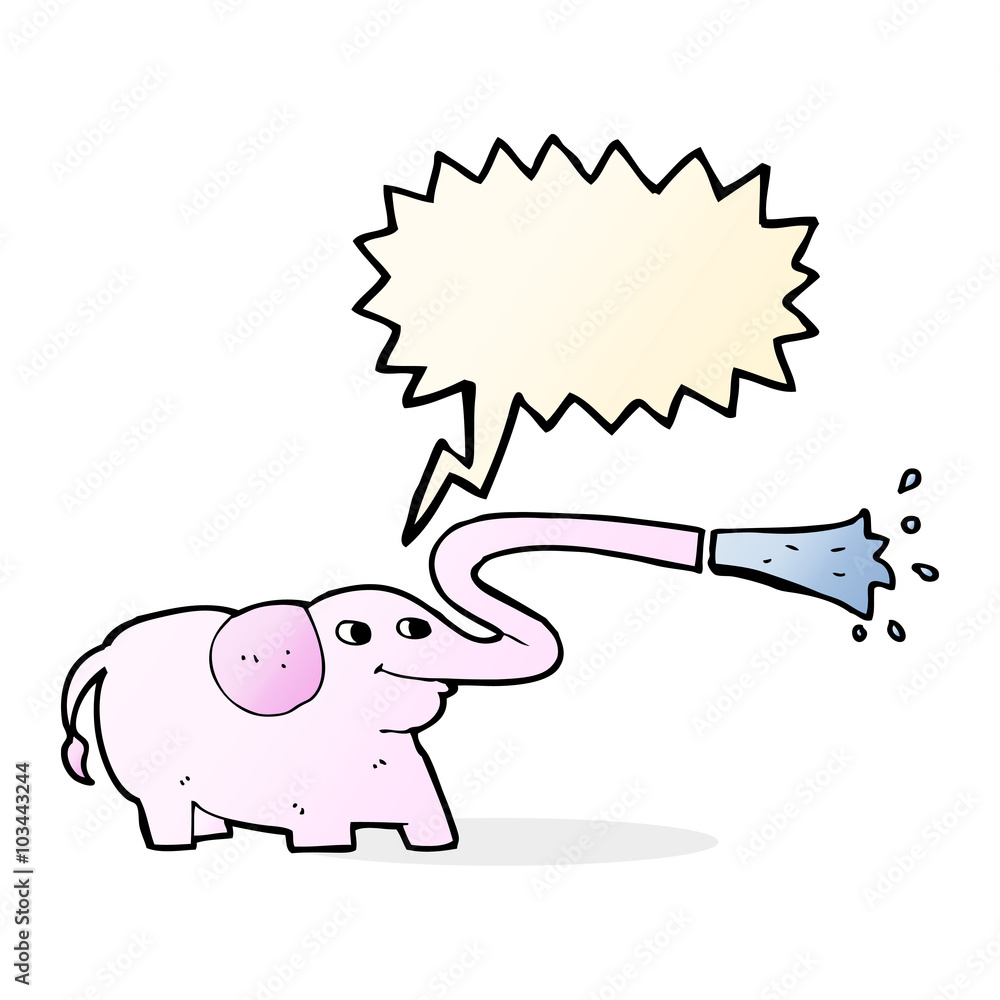 cartoon elephant squirting water with speech bubble cartoon elephant squirting water with speech bubble