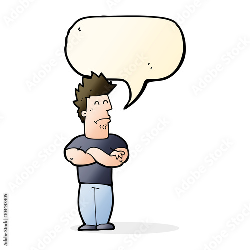 cartoon sulking man with speech bubble