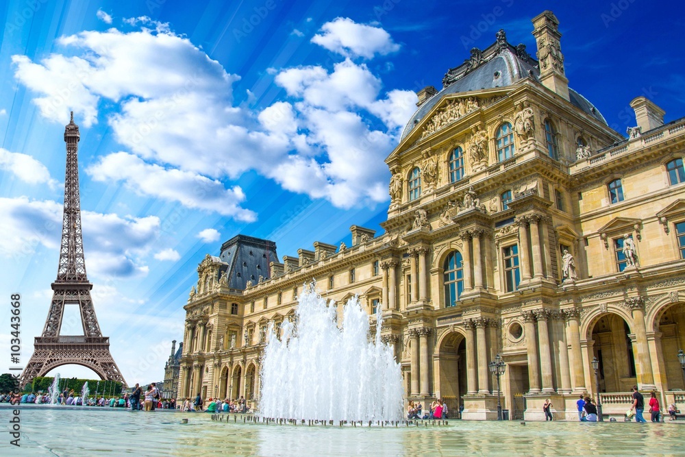 Le Louvre, Paris, France - obrazy, fototapety, plakaty 