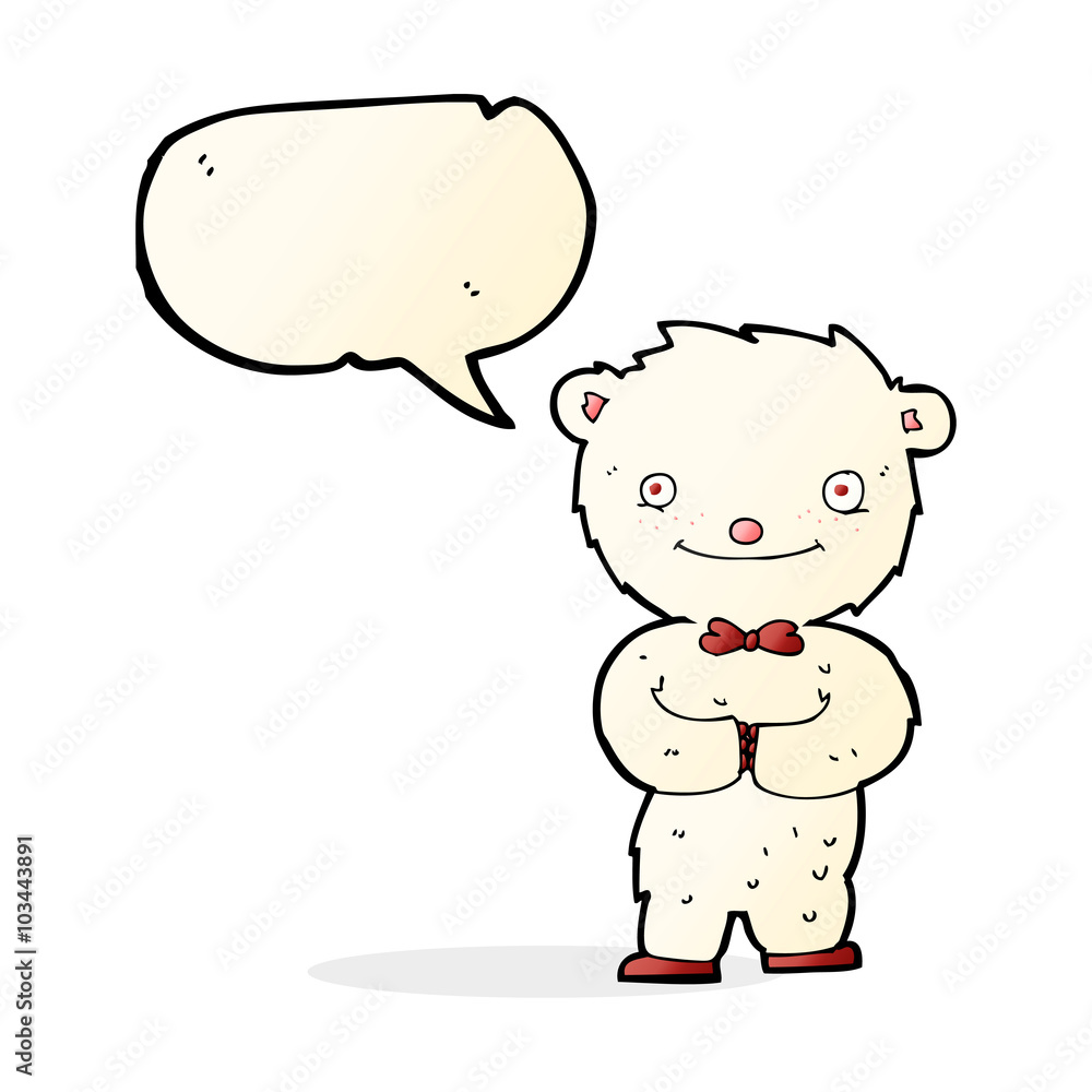 cartoon little polar bear with speech bubble cartoon little polar bear with speech bubble