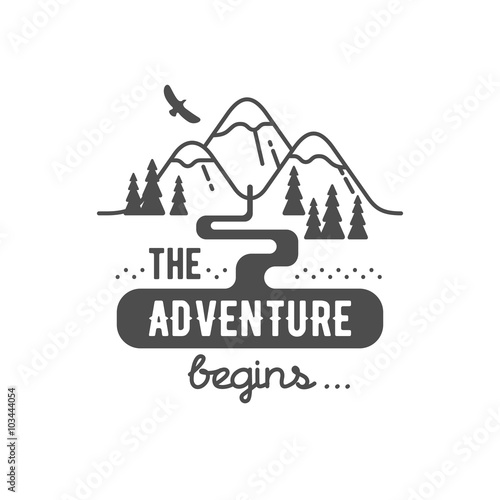 The adventure begin. Element for greeting cards, posters and t-shirts printing. Vector illustration.