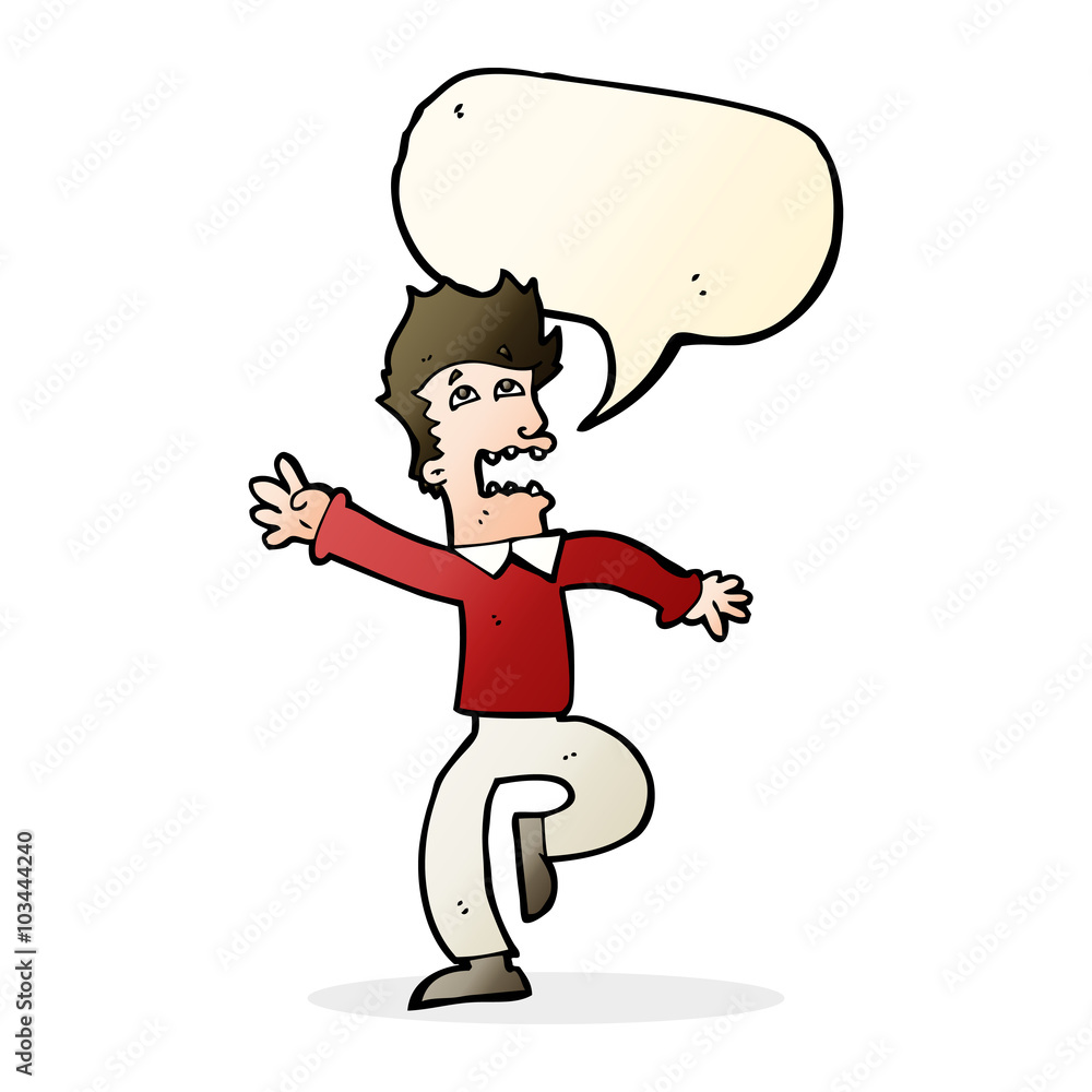 cartoon man panicking with speech bubble cartoon man panicking with speech bubble