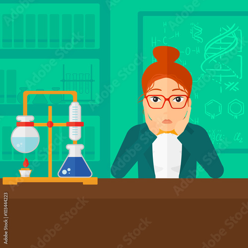 Woman in despair clutching her head.