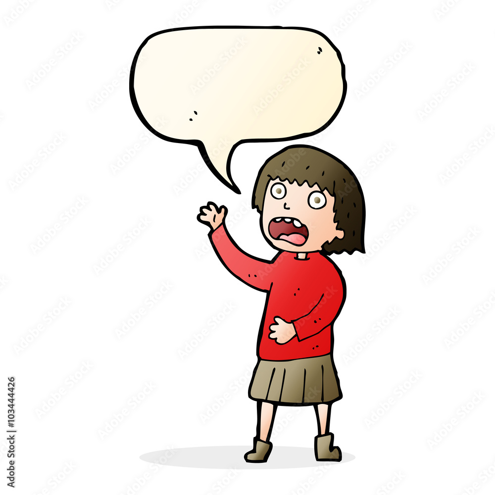 cartoon stressed out woman with speech bubble cartoon stressed out woman with speech bubble