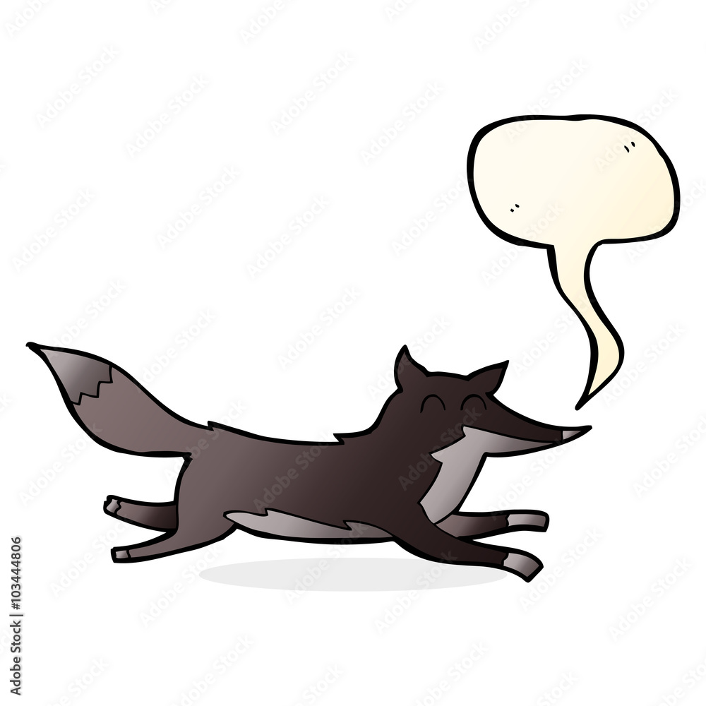 cartoon running wolf with speech bubble cartoon running wolf with speech bubble