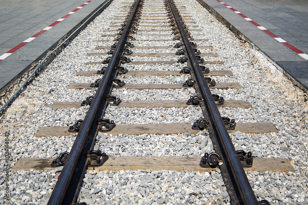 Fototapeta premium Rails on the bridge on the river Kwai