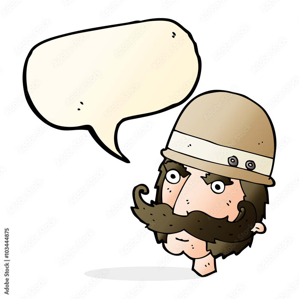 Obraz premium cartoon victorian big game hunter with speech bubble