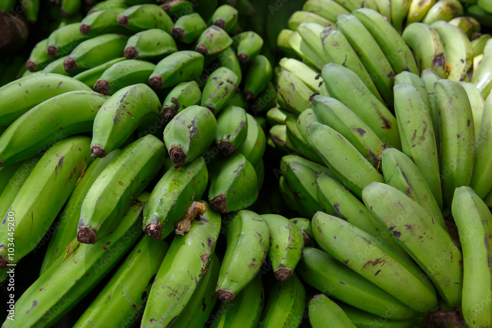 Heap of green banana