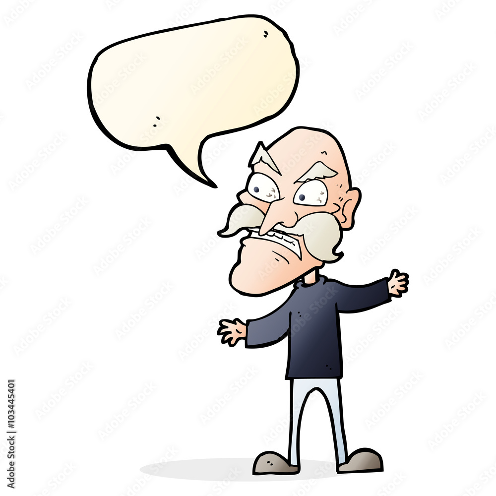 cartoon angry old man with speech bubble cartoon angry old man with speech bubble