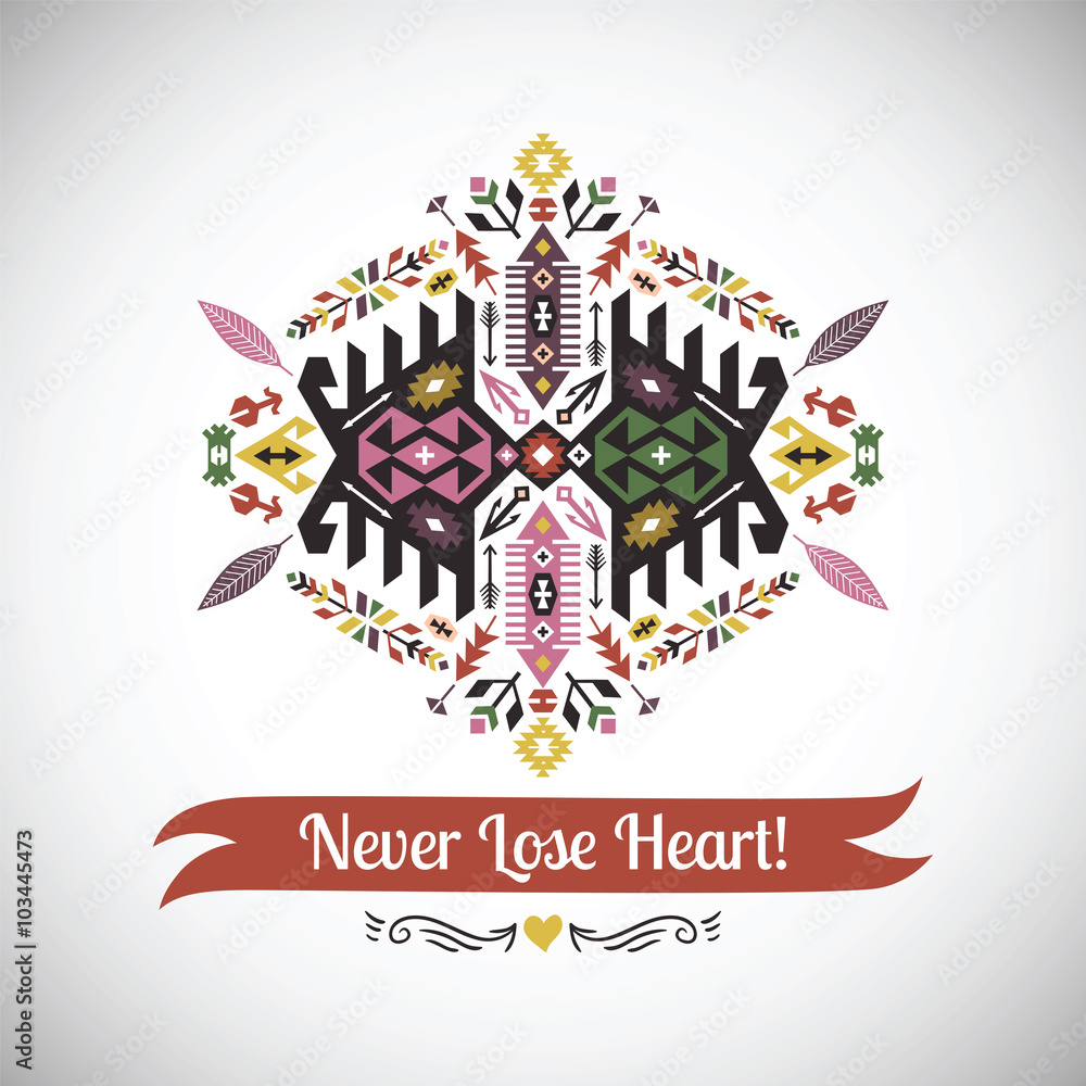 Fototapeta premium Vector colorful decorative element on native ethnic style