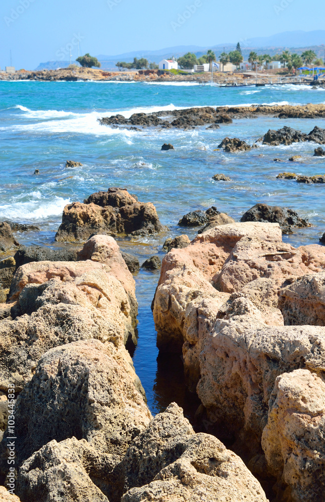 Rocks on the coast of Aegean Sea.