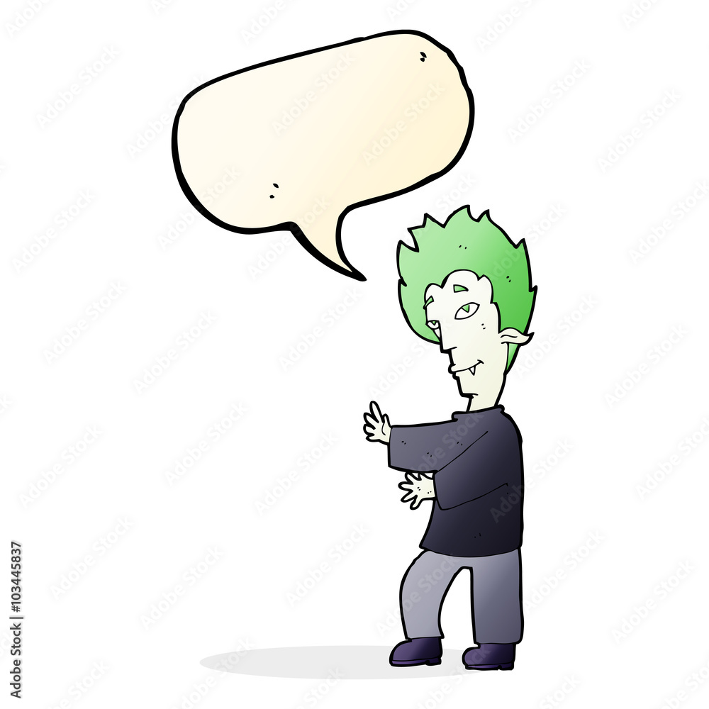 Fototapeta premium cartoon vampire with speech bubble