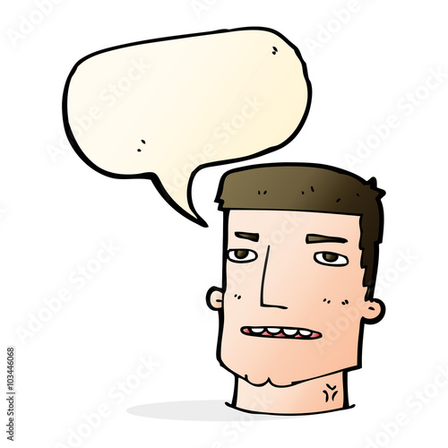 cartoon male head with speech bubble