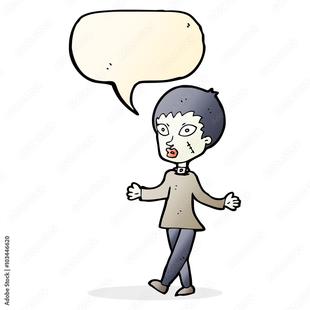 cartoon halloween zombie woman with speech bubble cartoon halloween zombie woman with speech bubble