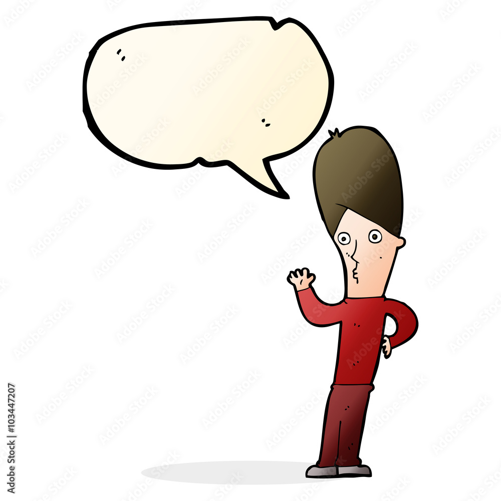 Obraz premium cartoon man waving with speech bubble