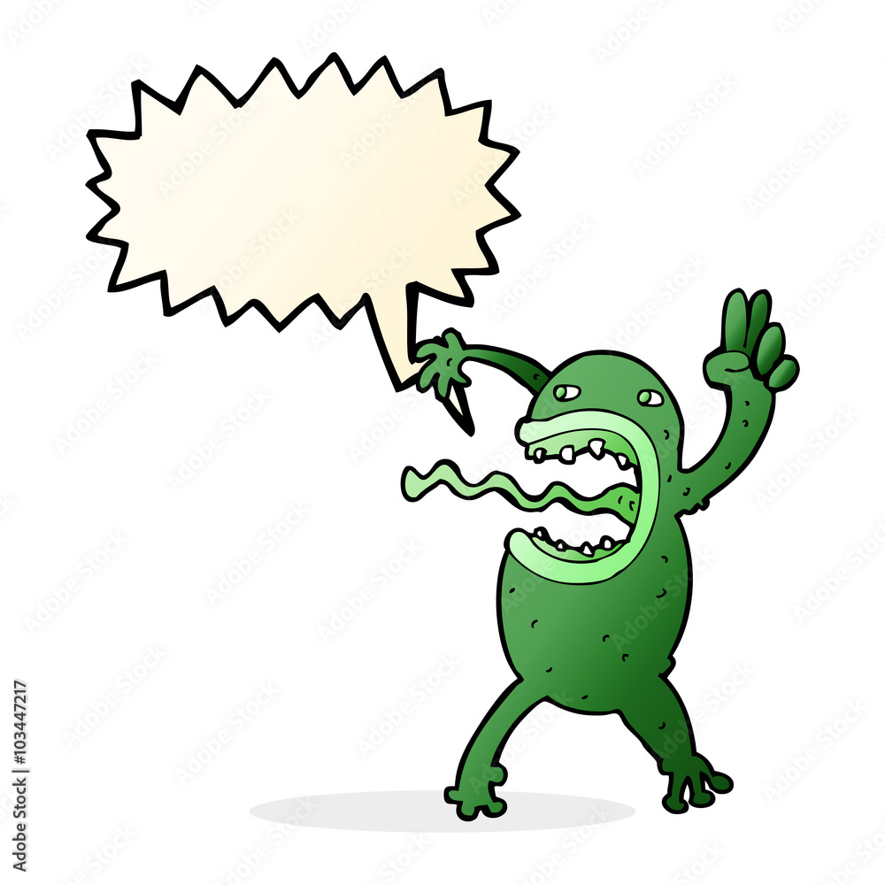 Fototapeta premium cartoon crazy frog with speech bubble