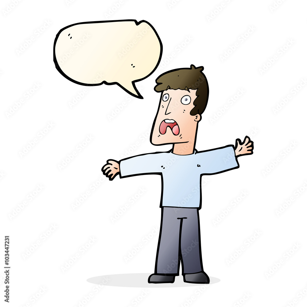 cartoon frightened man with speech bubble cartoon frightened man with speech bubble