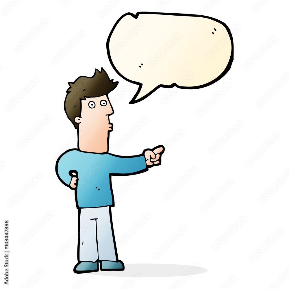 cartoon man pointing with speech bubble cartoon man pointing with speech bubble