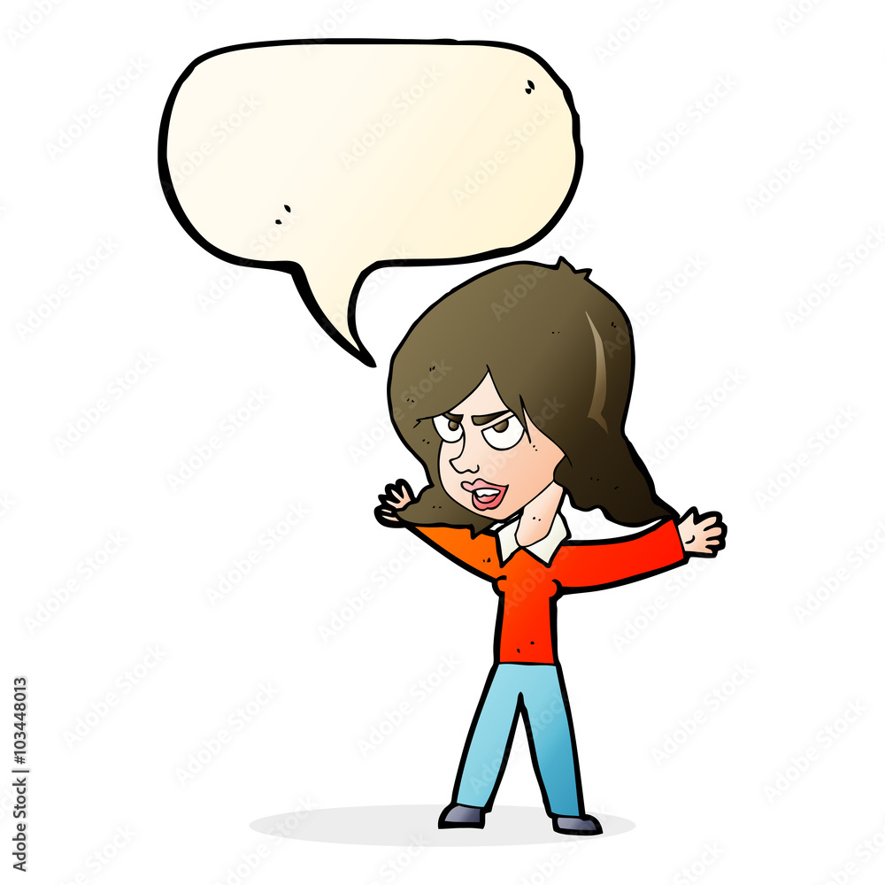 cartoon woman gesturing with speech bubble cartoon woman gesturing with speech bubble