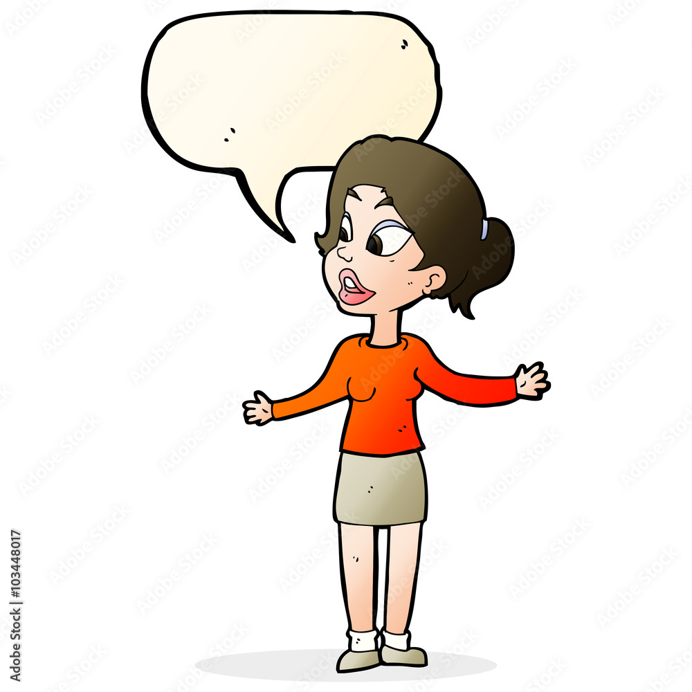 cartoon pretty woman explaining something with speech bubble cartoon pretty woman explaining something with speech bubble