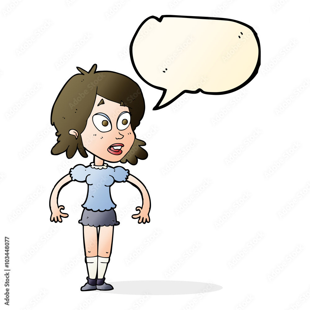cartoon surprised woman with speech bubble cartoon surprised woman with speech bubble