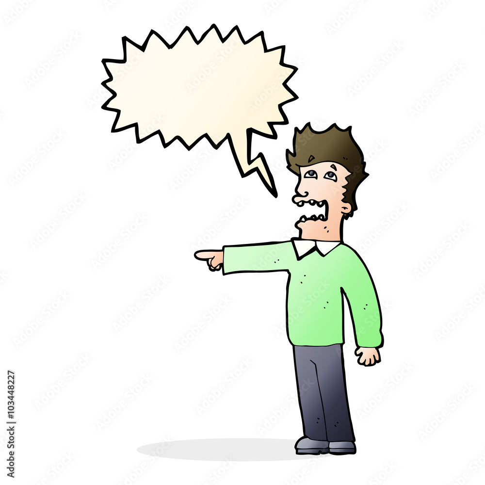 cartoon man accusing with speech bubble cartoon man accusing with speech bubble