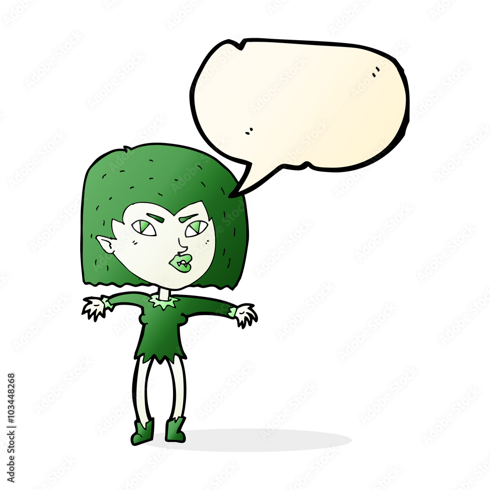 cartoon vampire girl with speech bubble cartoon vampire girl with speech bubble
