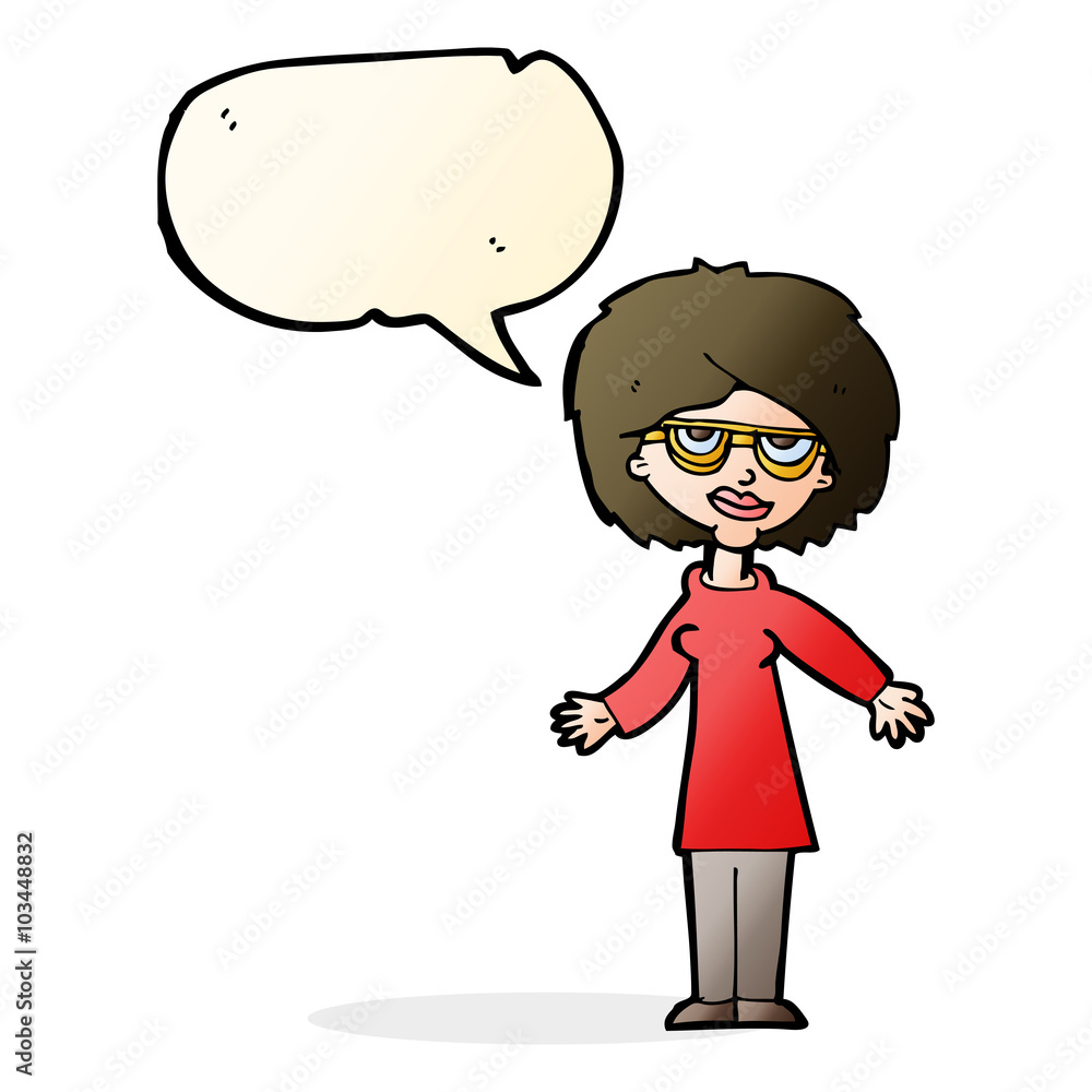 cartoon woman wearing glasses with speech bubble cartoon woman wearing glasses with speech bubble