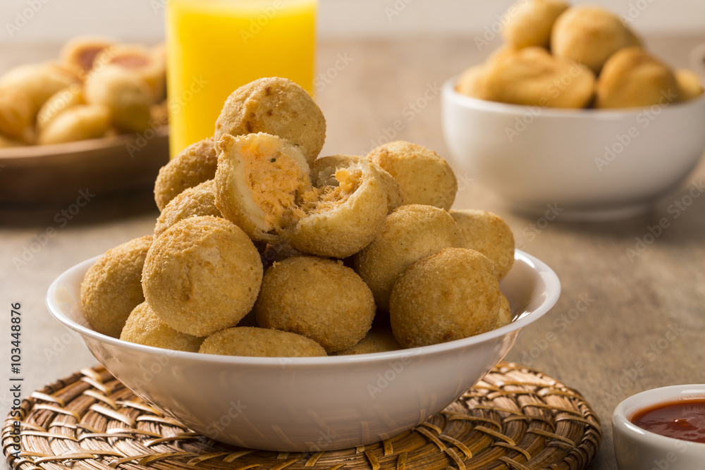 Brazilian snack. chicken dumpling with curd Brazilian snack. chicken dumpling with curd