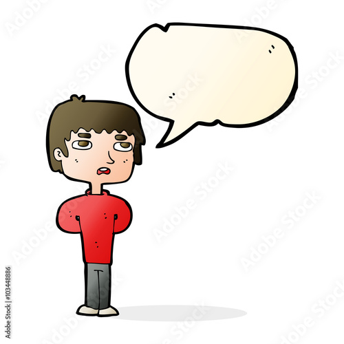 cartoon unhappy man with speech bubble