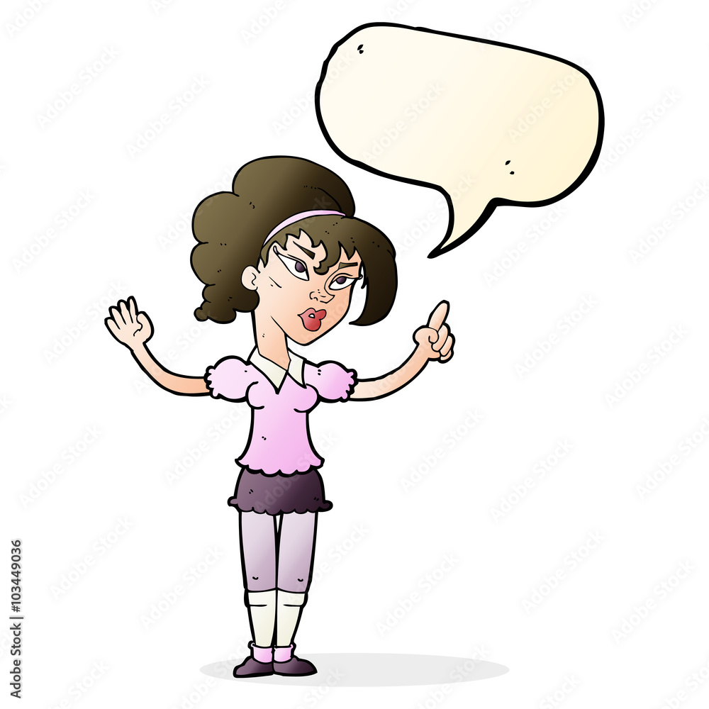 cartoon woman with idea with speech bubble cartoon woman with idea with speech bubble