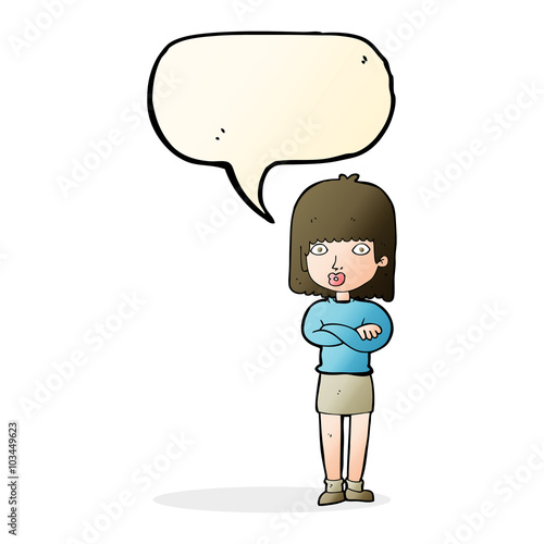 cartoon impatient woman with speech bubble