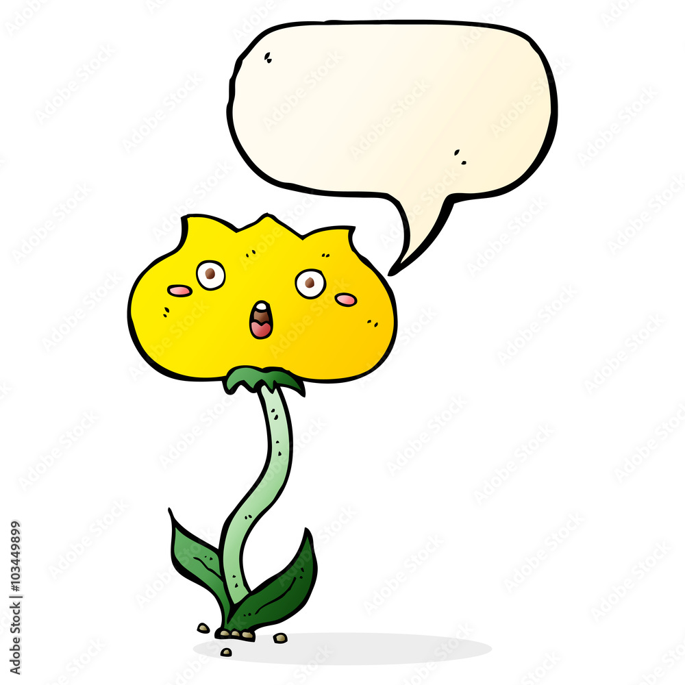 cartoon shocked flower with speech bubble cartoon shocked flower with speech bubble