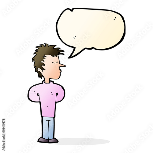 cartoon man ignoring with speech bubble