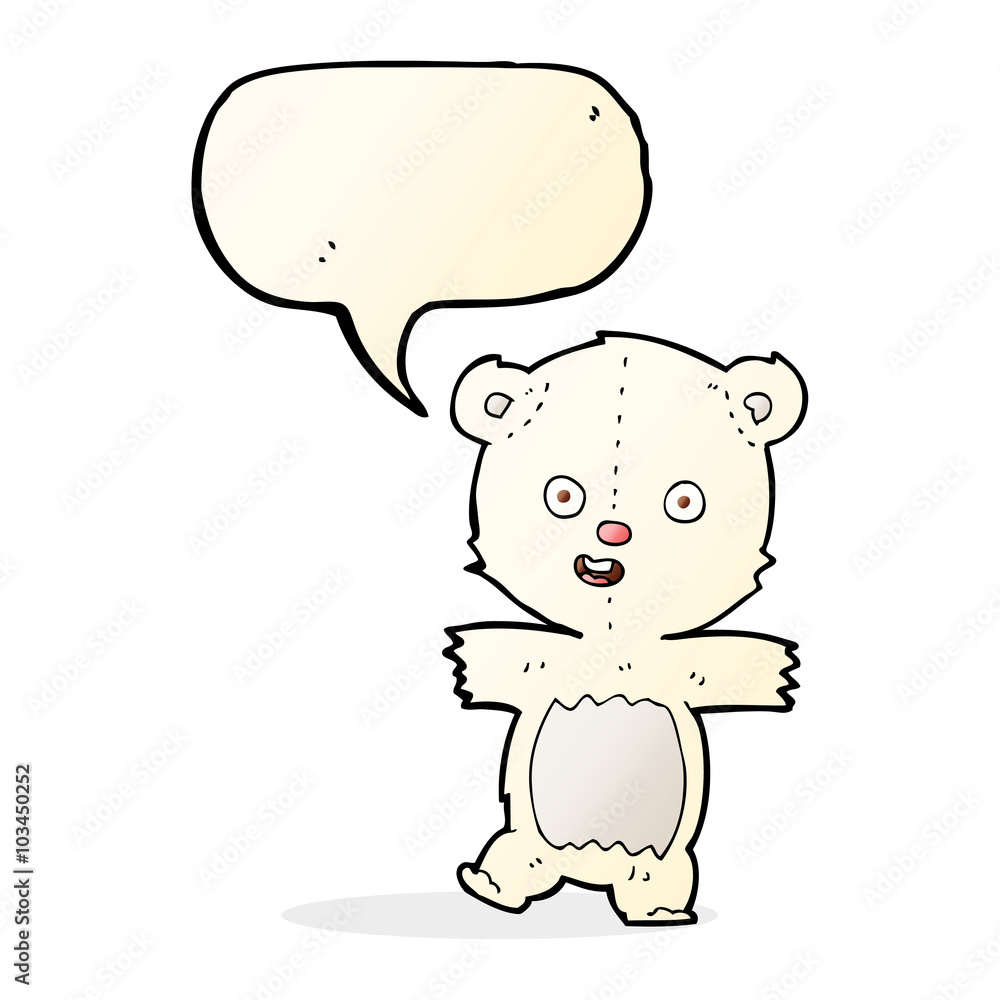 cartoon cute polar bear cub with speech bubble cartoon cute polar bear cub with speech bubble